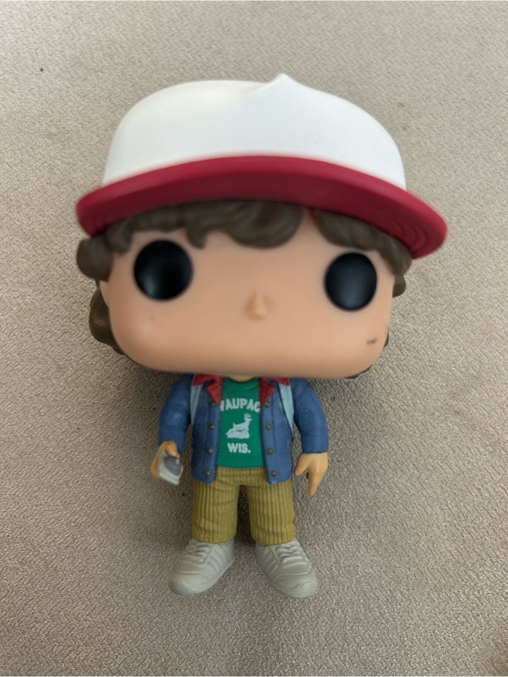 Funko Dustin Figure with White & Red Hat, Blue Jacket